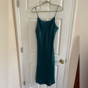 Express Size Large Satin Midi Dress Emerald Green
